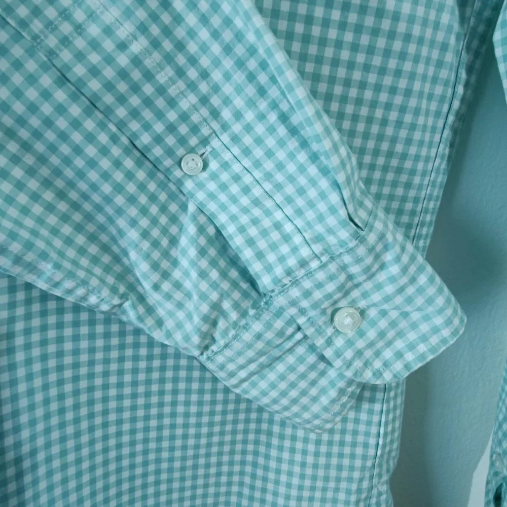 Slim Fit Light Mint Gingham Button-Up Shirt -